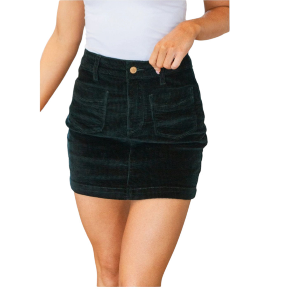 Judy Blue emerald corduroy patch pocket mini skirt sz med JB2813